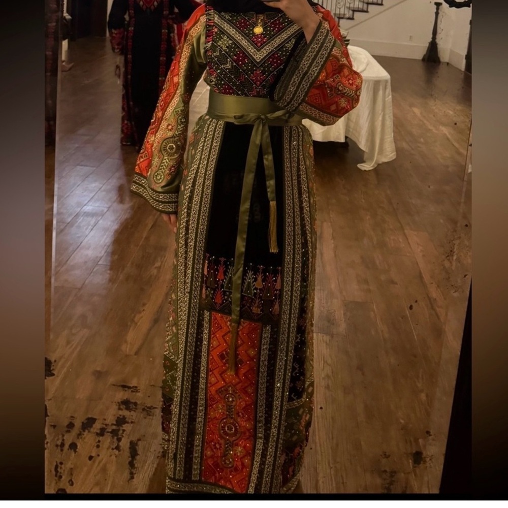 Elegant Multicolor Long Sleeve Dress luxury Palestinian Thobe
